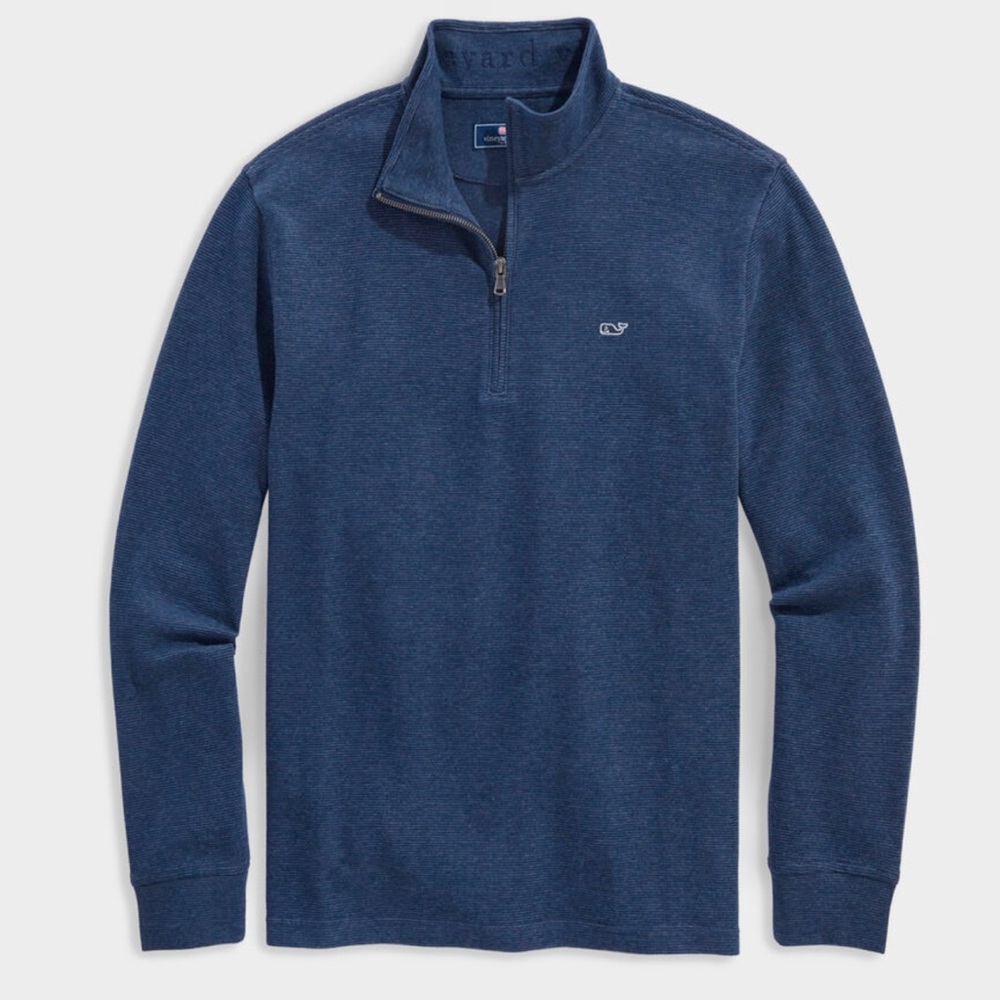 Vineyard Vines Navy Saltwater Quarter-Zip Pullover- XL
